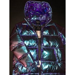 Mens Metallic Puffer Jacket